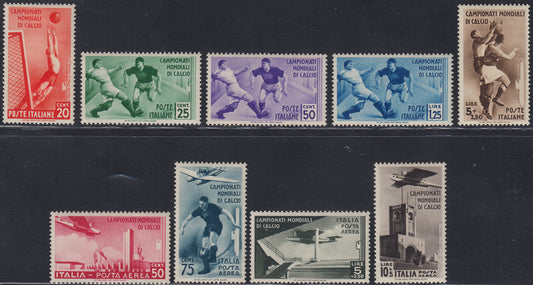 RN255 - 1934 World Football Championships, set of 9 new values ​​with intact rubber (357/61 + A69/72)