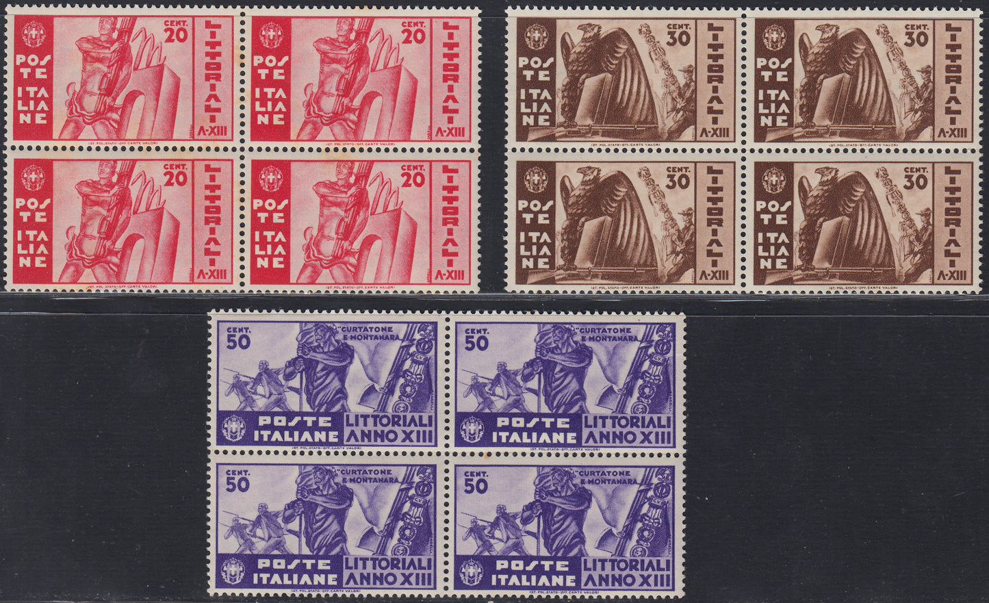 RN264 - 1935 - Littoriali, complete set of three new values ​​with intact rubber (377/379)