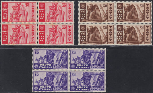 RN264 - 1935 - Littoriali, complete set of three new values ​​with intact rubber (377/379)