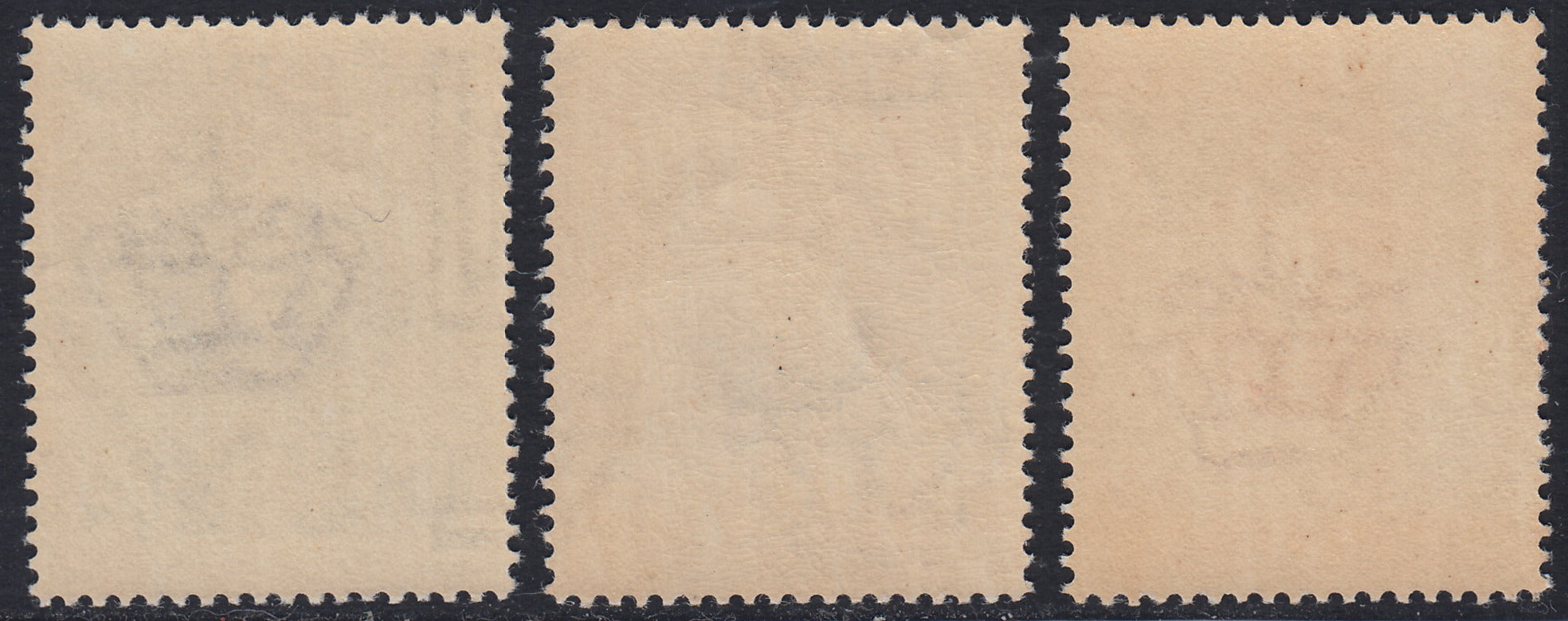 RN279 - 1938 - In honor of Guglielmo Margoni, series of three new examples with intact rubber. (436/8)