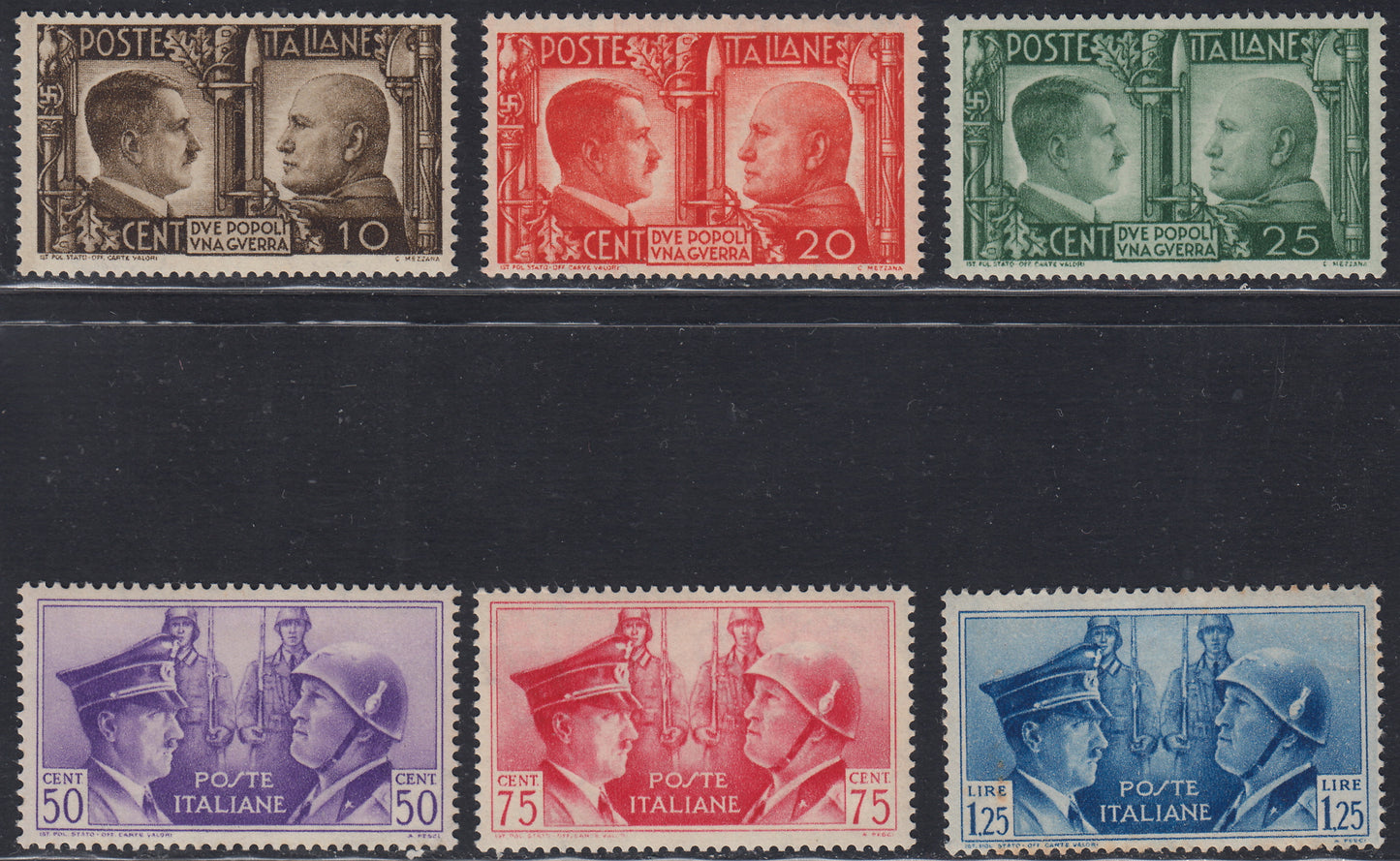 RN283 - 1941 - Italian-German Brotherhood of Arms, new set of six stamps with intact rubber. (452/457)