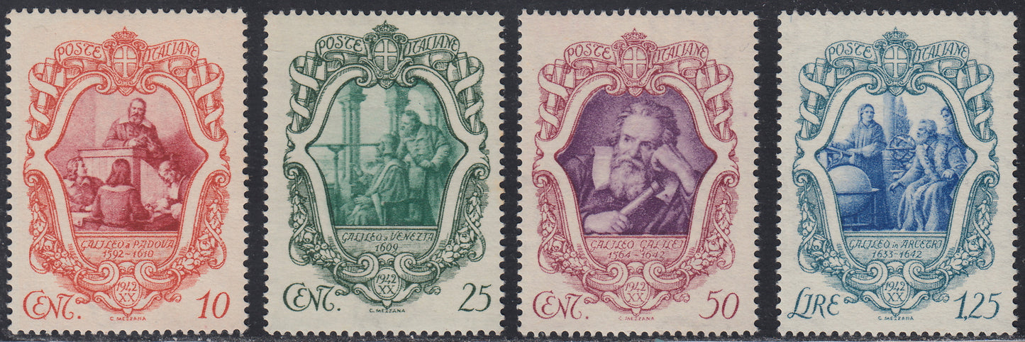 RN289 - 1942 - Third Centenary of the death of Galileo Galilei, new set of four values ​​with intact gum. (462/465)