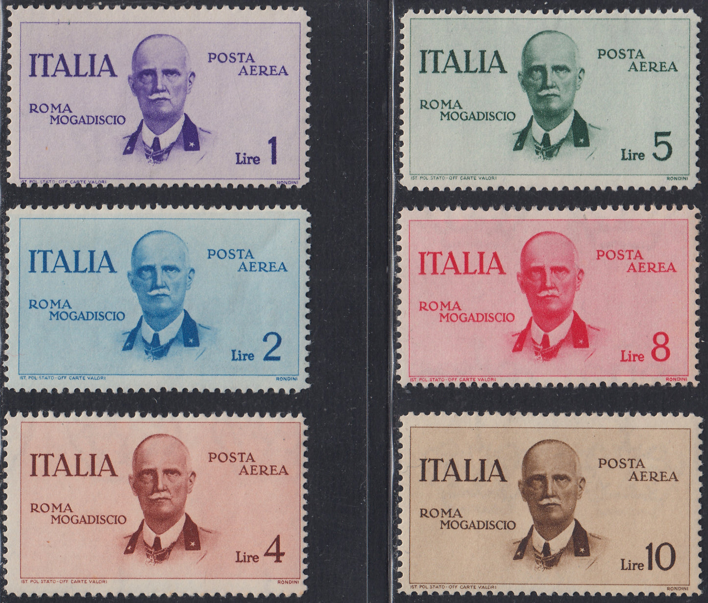 RN306 - 1934 - Rome - Mogadishu flight complete set of 6 new values ​​with intact rubber. (83/88)