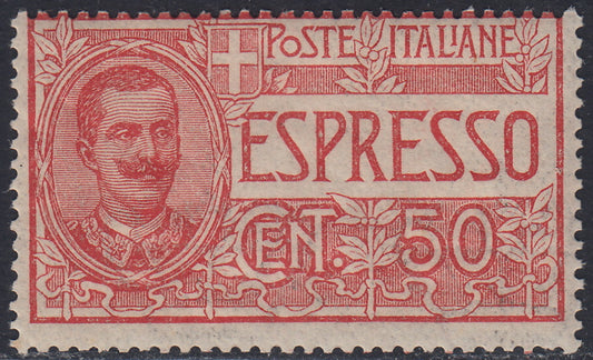 RN311 - 1920 - Espresso tipo Floreale c. 50 rosso nuovo con gomma integra (4)