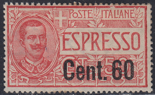 RN313 - 1922 - Espresso tipo Floreale c. 60 su c. 50  rosso nuovo con gomma integra (6)