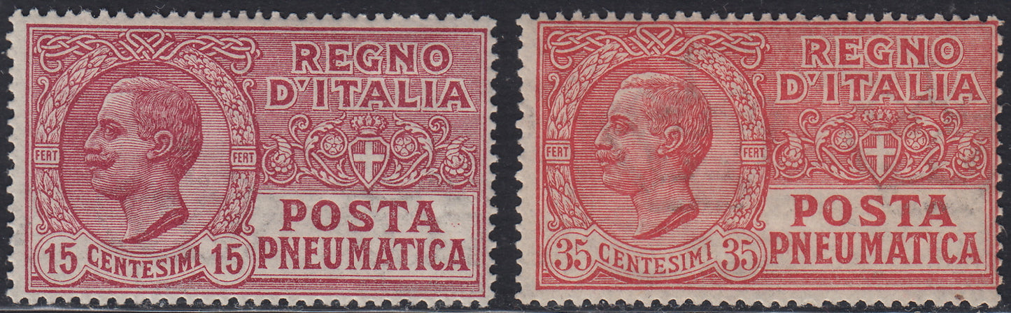 RN325 - 1927/8 - Posta Pneumatica, set of two new values ​​with intact rubber (S1904, 12/13)