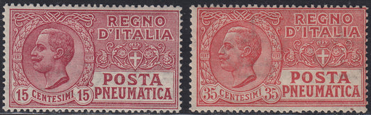 RN325 - 1927/8 - Posta Pneumatica, set of two new values ​​with intact rubber (S1904, 12/13)