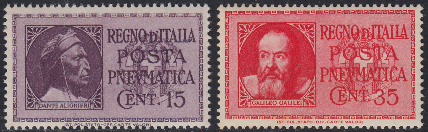 RN325 - 1927/8 - Posta Pneumatica, set of two new values ​​with intact rubber (S1904, 12/13)