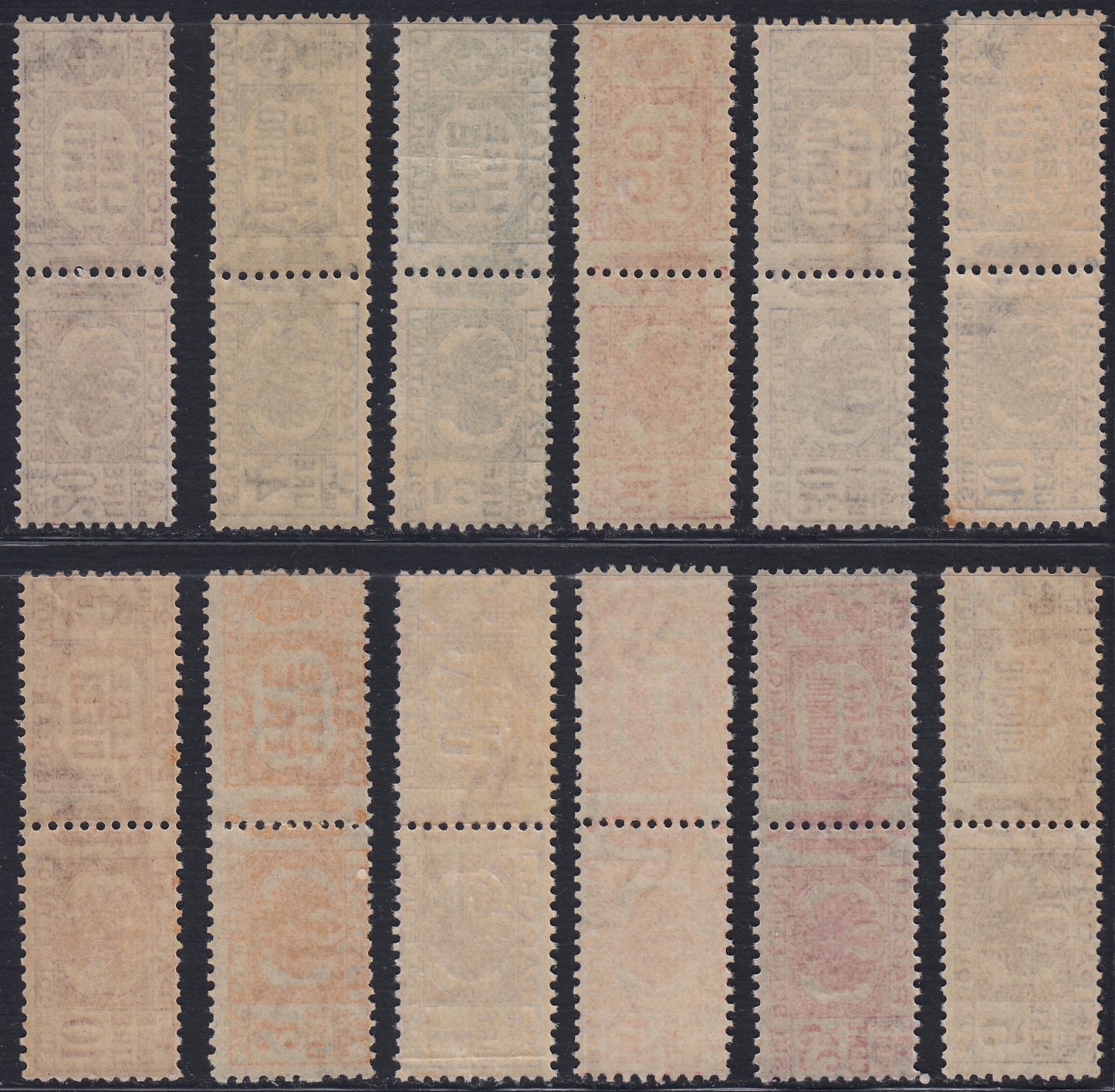 RN331 - 1914/22 - Postal Parcels, Savoy eagle on the left and stamp on the right with bundles in the centre, series of 12 stamps, new rubber intact (S2103, 24/35)