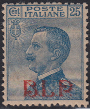 RN358 - 1921 - Michetti c. 25 azzurro soprastampa BLP Litografica del I tipo nuovo con gomma originale (3).