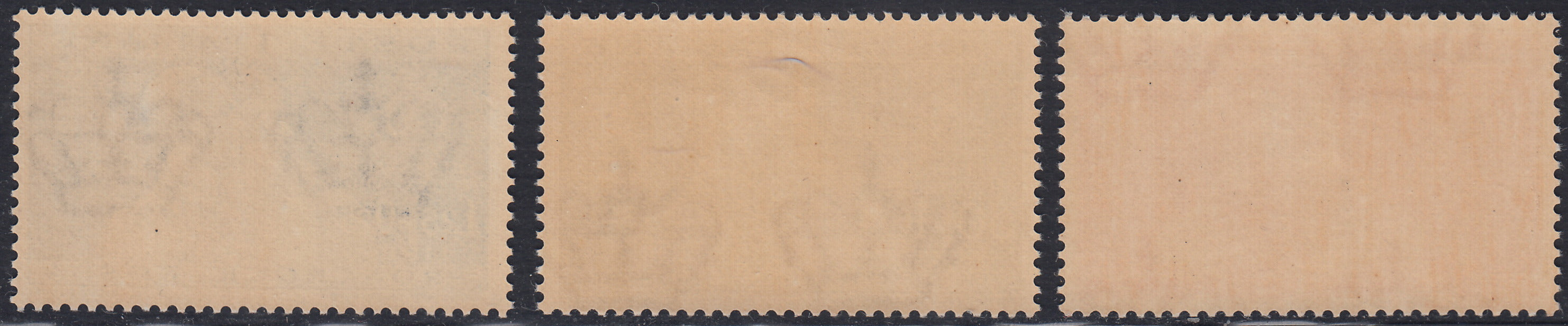 1930 – Virgilio, Ten cuttings of an advertising poster on thick cardboard with a perforated impression printed in black in the outline and diagonally the wording SAGGIO in block capitals.