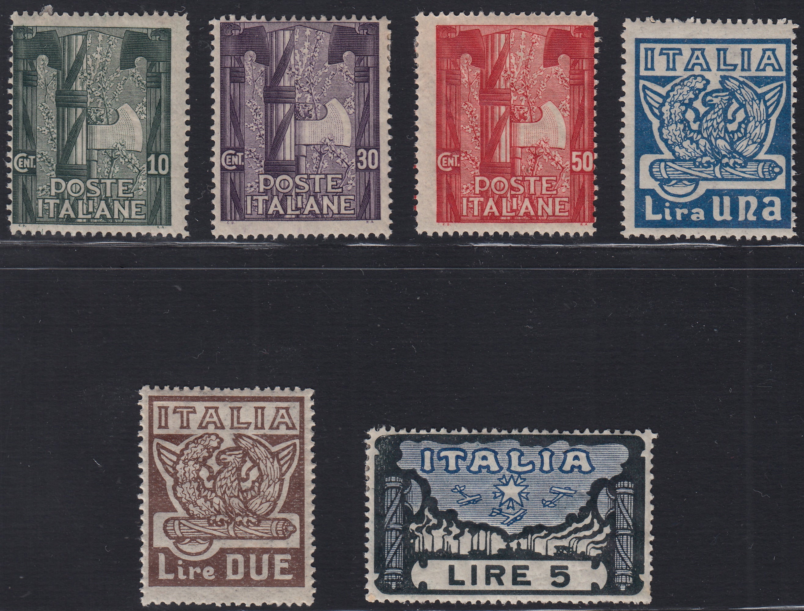 RN449 - 1923 - Anniversario della Marcia su Roma, serie completa di sei valori nuovi con gomma originale (141/6)