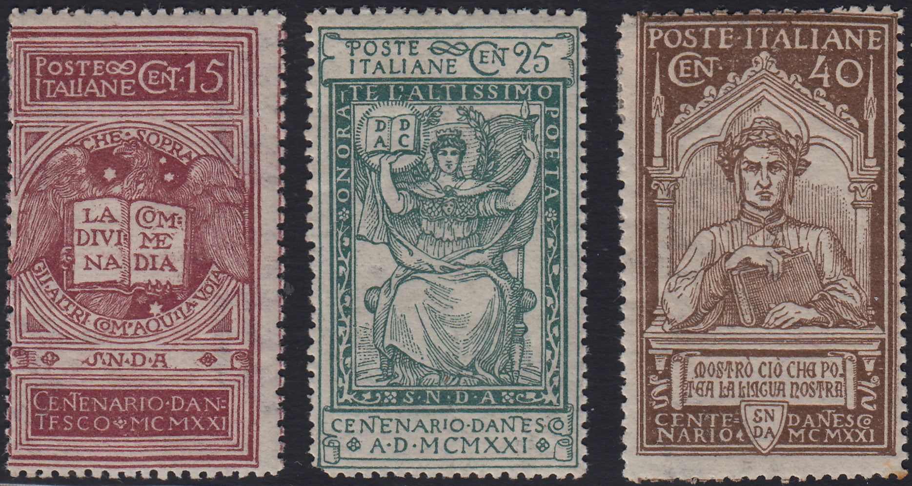 RN452 - 1921 - 6° centenario della morte di Dante Alighieri, serie completa nuova con gomma originale (116/118)