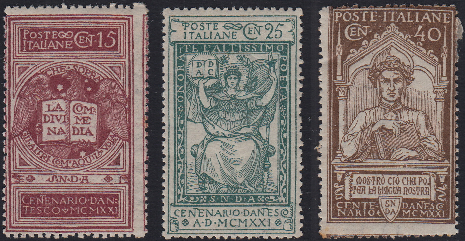 RN453 - 1921 - 6° centenario della morte di Dante Alighieri, serie completa nuova con gomma originale (116/118)