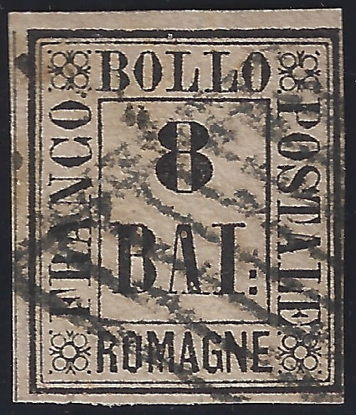 Rom20 - 1859 - 8 pink baj used with original pontifical grille (8).