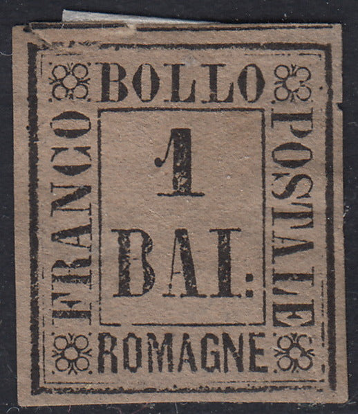 ROM46 - 1859 - Cifra in un rettangolo 1 baj bruno grigio nuovo con gomma originale (2),