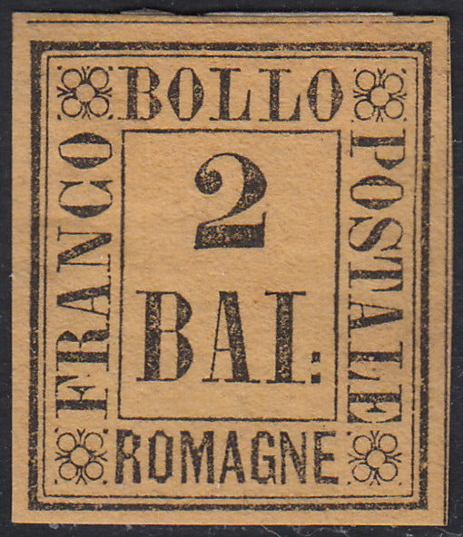 ROM47 - 1859 - Cifra in un rettangolo 2 baj giallo arancio nuovo con gomma originale (3)