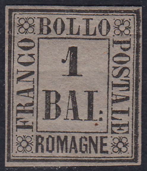 Rom48 - 1859 - 1 baj grigio nuovo con gomma originale, raro (2a).
