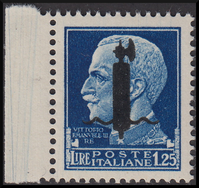 RSI124 - 1944 - Imperiale, L. 1,25 azzurro con soprastampa tipo "l" in nero invece che in rosso, nuovo gomma integra (495A)