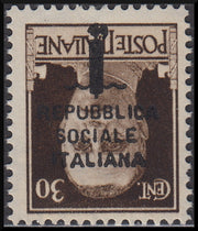 1944 - GNR Brescia Espresso of L. 1.25 complete sheet of 50 copies, new with full gum intact. (19/II).