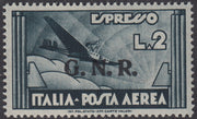 RSI391 - 1944 - Posta Aerea di Regno soprastampata G.N.R. tiratura di Verona con errore di colore della soprastampa, L.2 ardesia in nero invece che rosso nuovo gomma integra (125A)