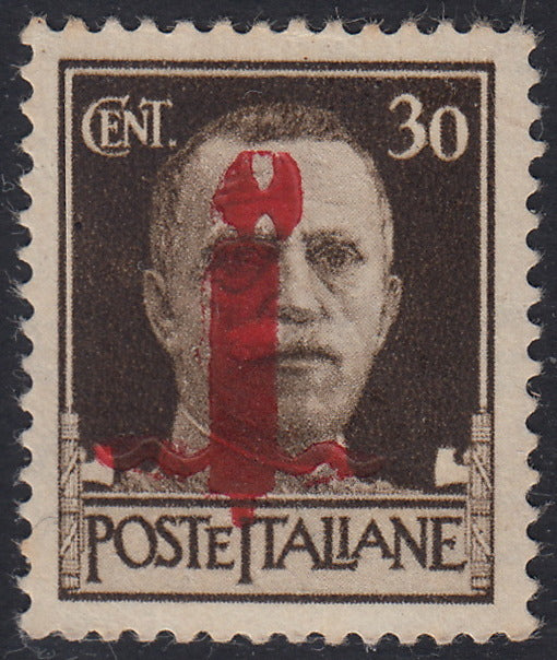 1944 - Imperial c. 30 brown with Florence lilac carmine overprint, new with original gum and overprint decal (492/Is)