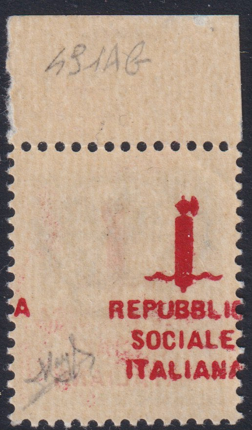 RSI478 - 1944 - RSI - Overprint color error, c. 25 green with double "k" type overprint in red instead of black + decal, new intact rubber (491Ab) 