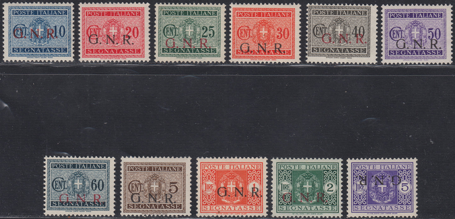 RSI552 - 1944 - Kingdom tax stamps overprinted GNR Brescia of the 1st type complete new series with intact rubber (47/I - 57/I)