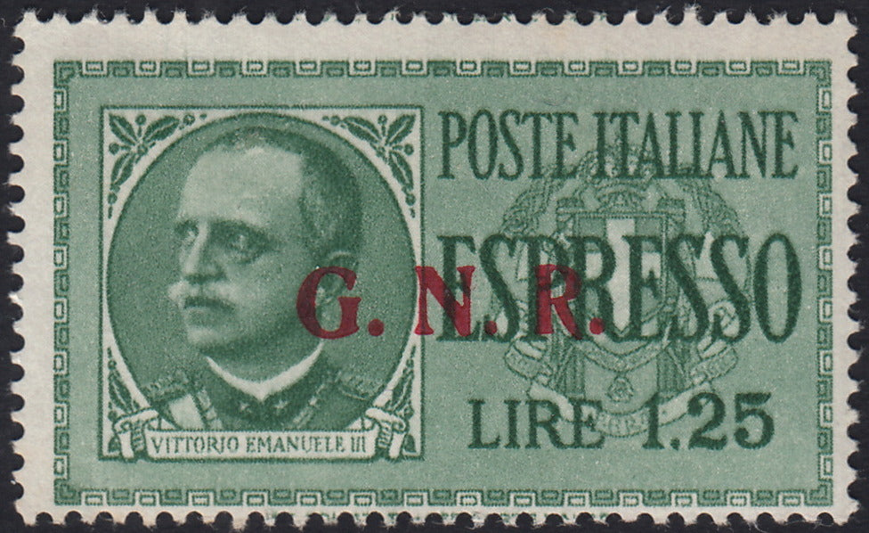 1944 - GNR Brescia Espresso of L. 1.25 complete sheet of 50 copies, new with full gum intact. (19/II).