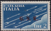 RSI5947 - 1944 - GNR tiratura di Brescia, Posta Aerea L. 2 azzurro con soprastampa del II tipo nuovo con gomma integra (122/II)