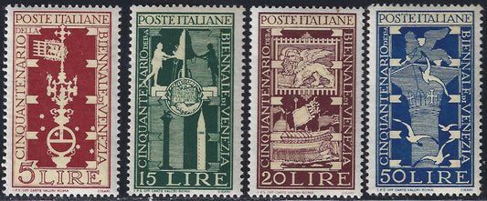 Rep29 - 1949 - Venice Biennale, complete set of 4 new intact rubber values ​​(594/597) 