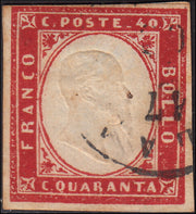 SG255 - 1861 - IV emissione c. 40 rosso carminio usato (16D)