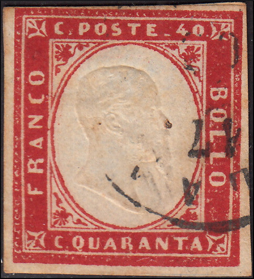 SG255 - 1861 - IV emissione c. 40 rosso carminio usato (16D)
