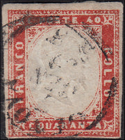 SG26 - 1857 - IV emissione c. 40 rosso scarlatto usato (16A)