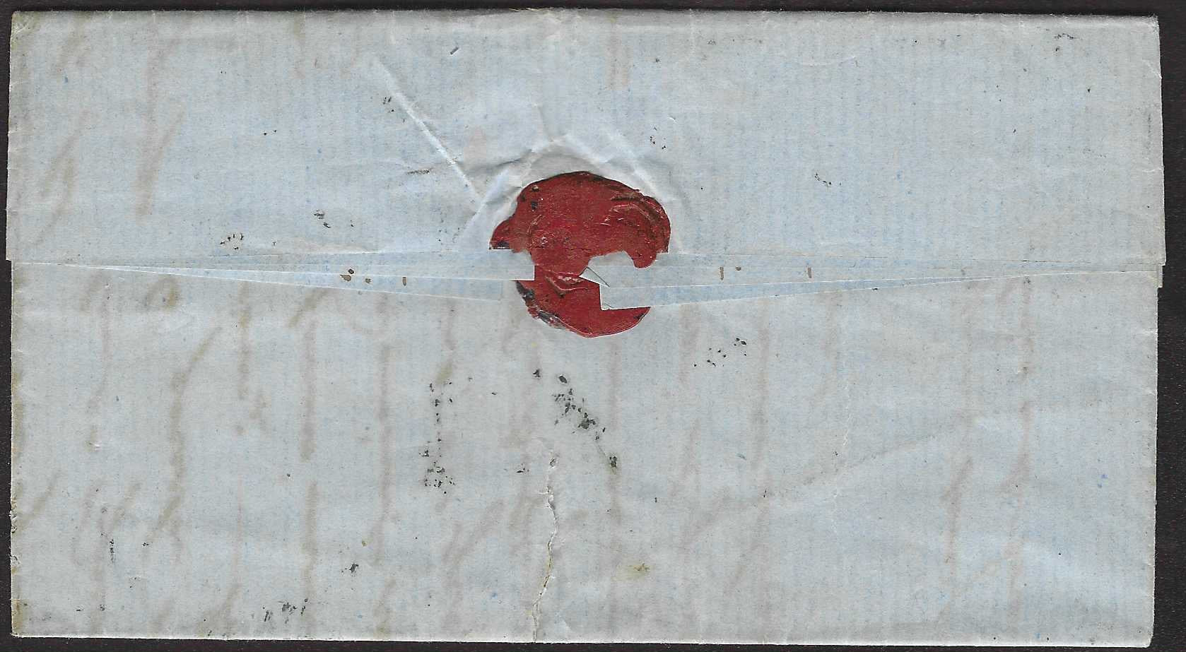 SICSP20 - 1859 - Effigie di Federico II di Borbone, 2 grana azzurro oltremare II tavola carta di Napoli su lettera da Palermo a Novara di Sicilia 26/3/59 (7d)