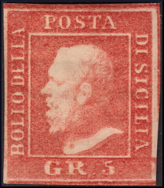1859 - 1/2 orange grain I table paper of Palermo retouching n. 19 new with intact rubber (1)