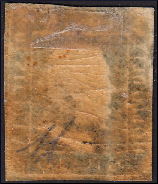 1859 - 10 grain indigo black paper from Naples new with original gum (12a) 