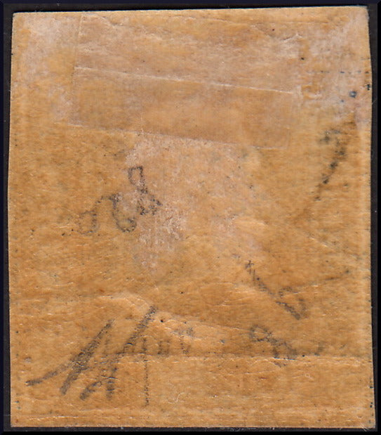 1859 - 10 grain indigo black paper from Naples new with original gum (12a) 