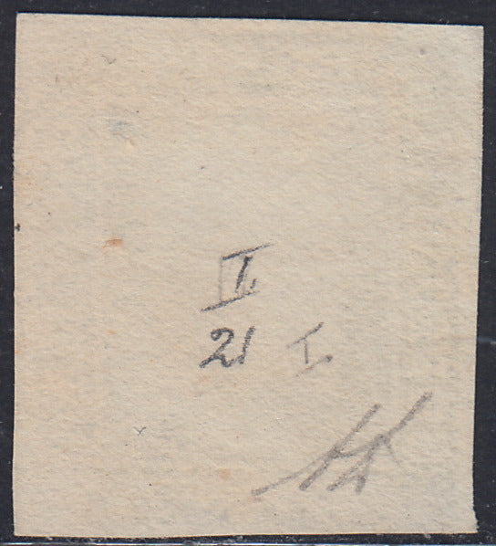 SIC265 - 1859 - Effigie di Federico II di Borbone, 2 grana cobalto I tavola carta di Napoli pos.21 usato (6b)