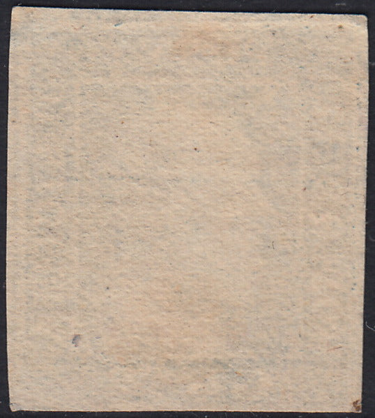 SIC363 - 1859 - Effigie di Federico II di Borbone, 2 grana azzurro vivo I tavola carta di Napoli pos. 84 usato, RITOCCO (6f)