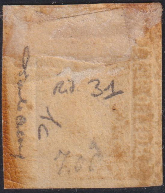 1859 - 10 grain indigo black paper from Naples new with original gum (12a) 