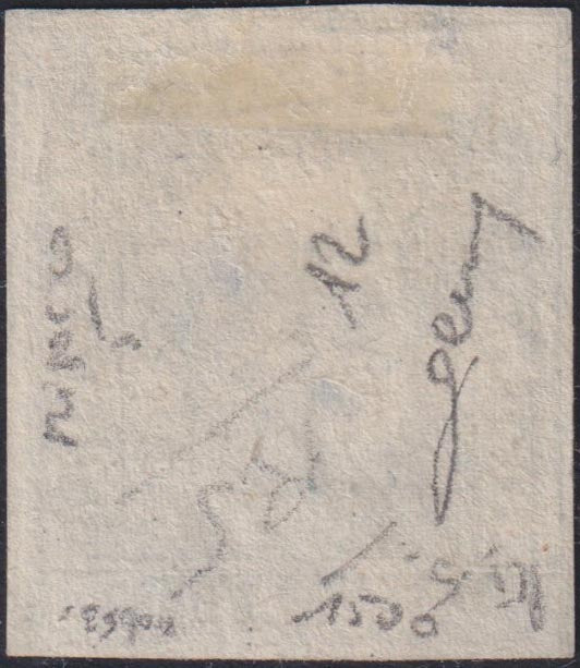 SIC377 - 1859 - Effigie di Federico II di Borbone, 10 grana azzurro cupo carta di Napoli usato (12)