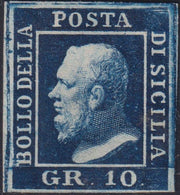 1859 - 10 grain indigo black paper from Naples new with original gum (12a) 