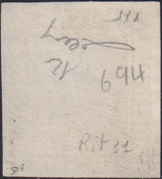 1859 - 10 grain indigo black paper from Naples new with original gum (12a) 