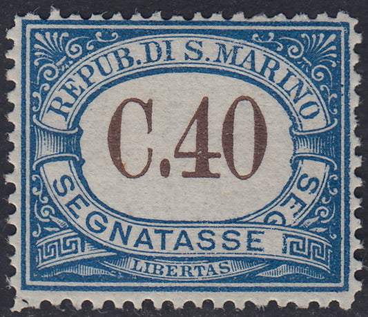 SM35 - 1939 - Tax Postage, Cifra, c. 40 light blue copy without watermark, new with intact gum (58b).