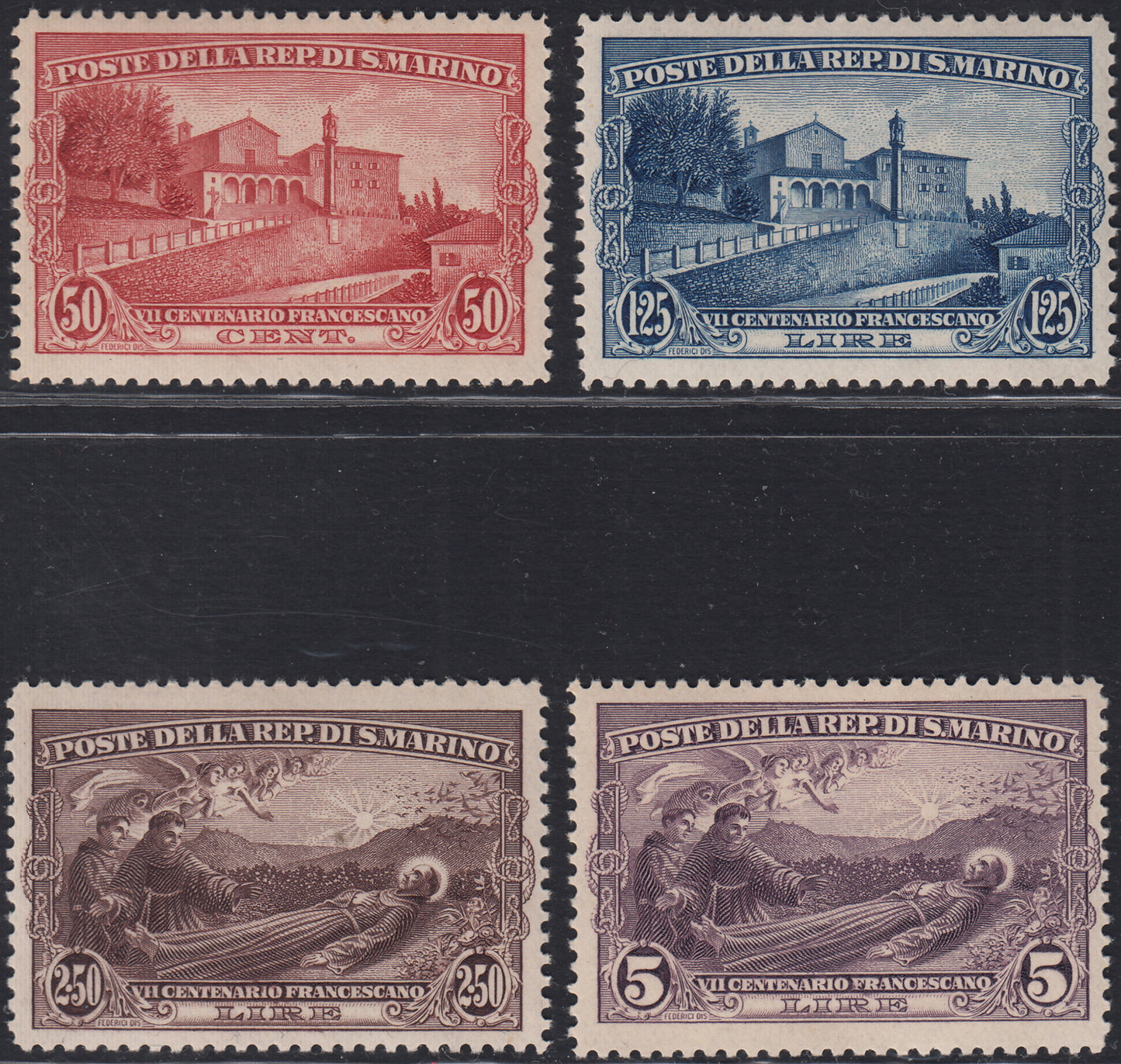 SM50 - 1928 - 7° centenario della morte di S. Francesco d'Assisi, serie di 4 valori nuova gomma integra (137/140)
