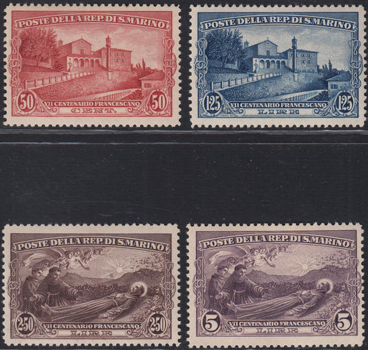 SM50 - 1928 - 7° centenario della morte di S. Francesco d'Assisi, serie di 4 valori nuova gomma integra (137/140)
