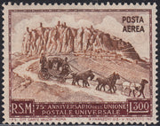 SM51 - 1951 - Posta Aerea, UPU, lire 300 rosso e bruno nuovo con gomma integra (95).