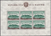 SM56 - 1961 - EUROPA UNITA, L. 500 verde e bruno foglietto di sei esemplari nuovo con gomma integra (568, F23)