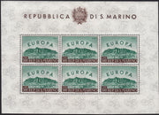 SM57 - 1961 - EUROPA UNITA, L. 500 verde e bruno foglietto di sei esemplari nuovo con gomma integra (568, F23)